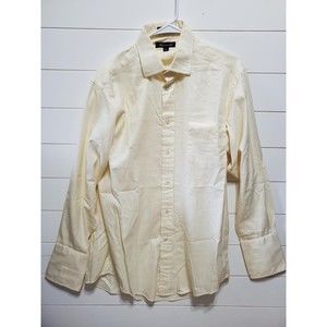 Faconnable mens size 16R long sleeve cotton button up dress shirt vanilla creme